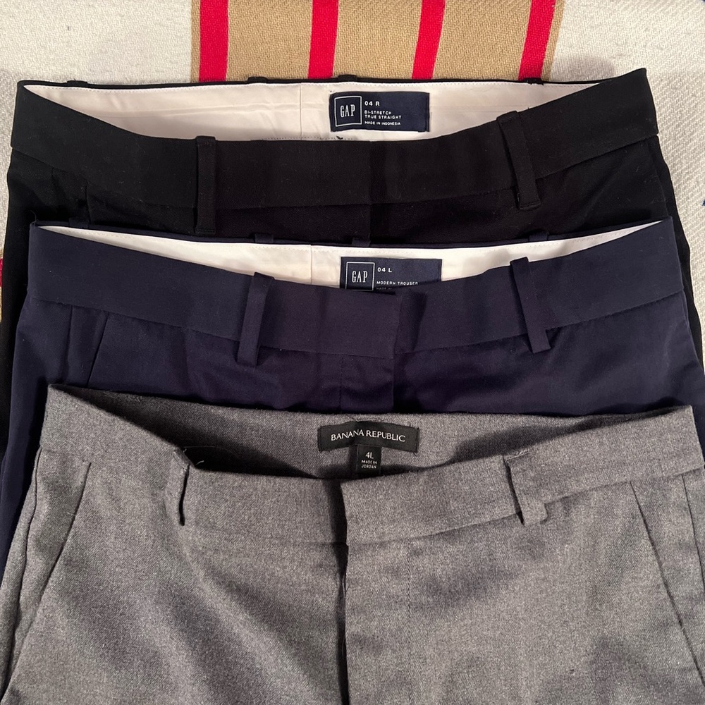 3 pairs women’s dress pants Banana Republic & Gap size 4